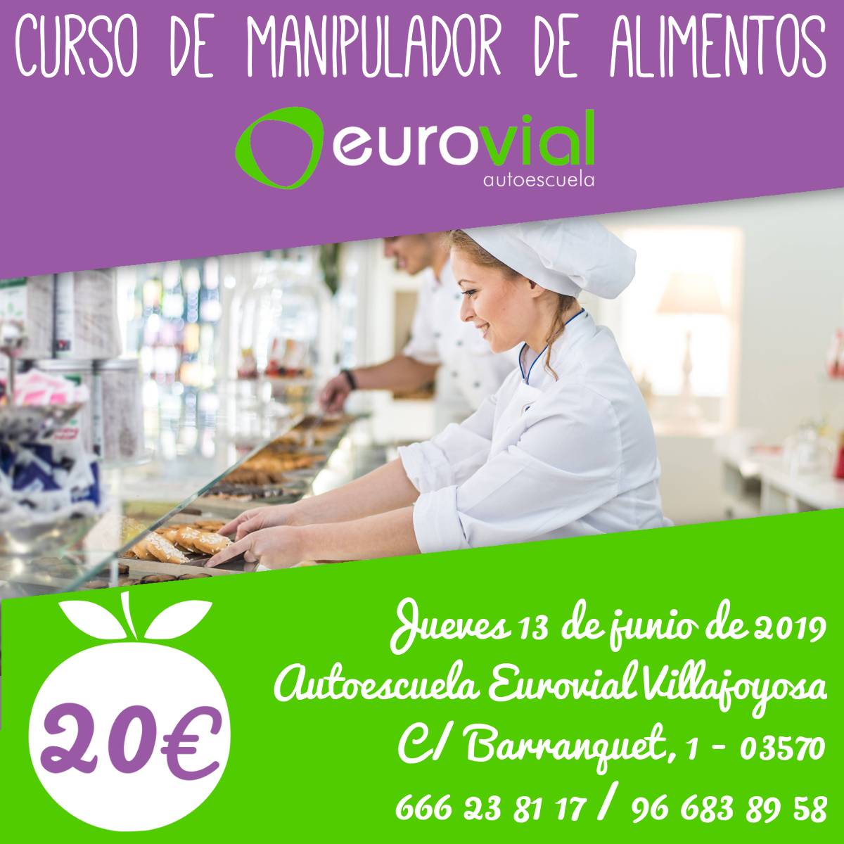 Curso de manipulador de alimentos el próximo jueves